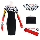 Evil Madame Cruella De Ville Costume 101 Dalmatian Ladies Womens Fancy Party Dress